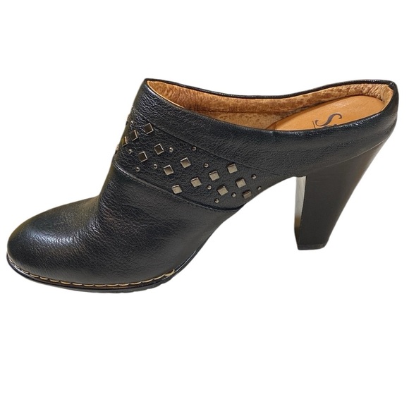 Söfft Heeled Leather Black Mules with Studs - Picture 7 of 14